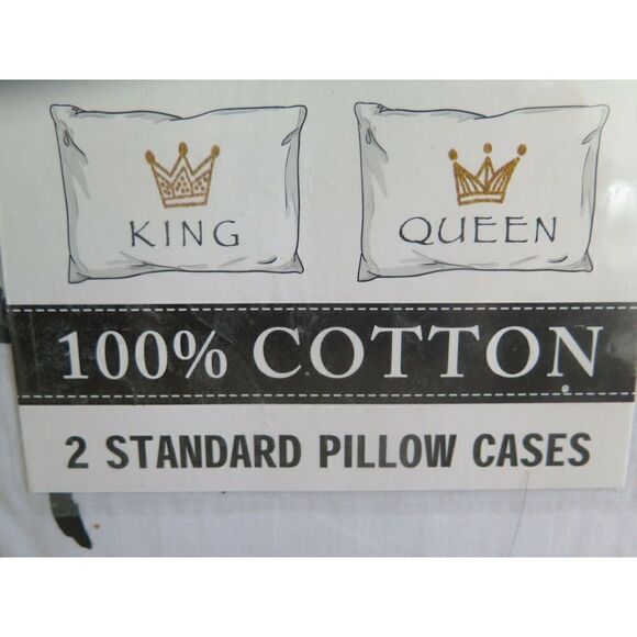 Hanson "King & Queen Crowns", 2 Standard Cotton Pillowcases - Picture 3 of 3